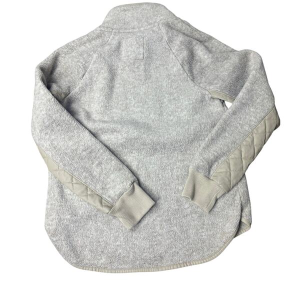Abercrombie & Fitch Quilted Sherpa Snap Pullover Gray Beige Women’s Medium - Picture 2 of 6